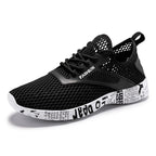 Sommer Herren Schwarze Hohl-Mesh-Sneaker Mode Atmungsaktive Leichte Freizeit-Gehschuhe Bedruckte Sohle Outdoor-Sport-Schuhe