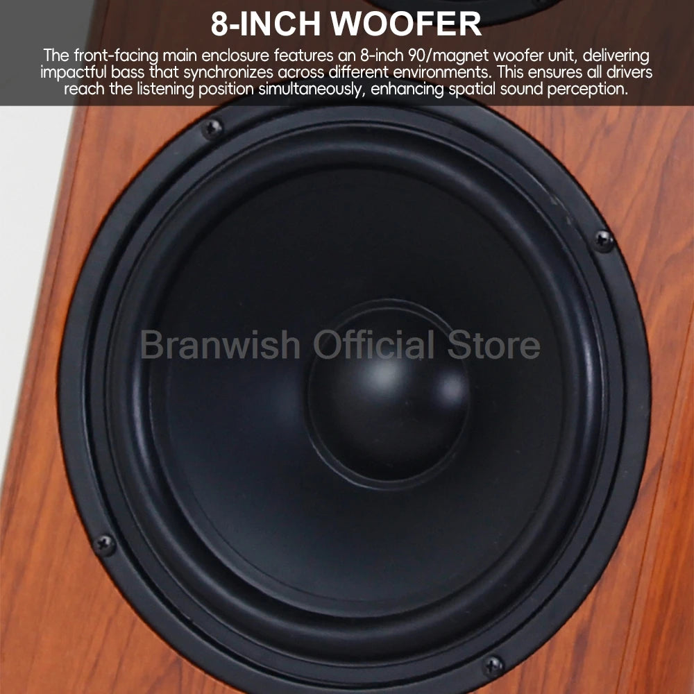 Hochleistungs-Passivlautsprecher, 8 Zoll, Standlautsprecher, 3-Wege-Heim-Audiosystem, 90 dB Empfindlichkeit, Hifi-Holzlautsprecher, ein Paar