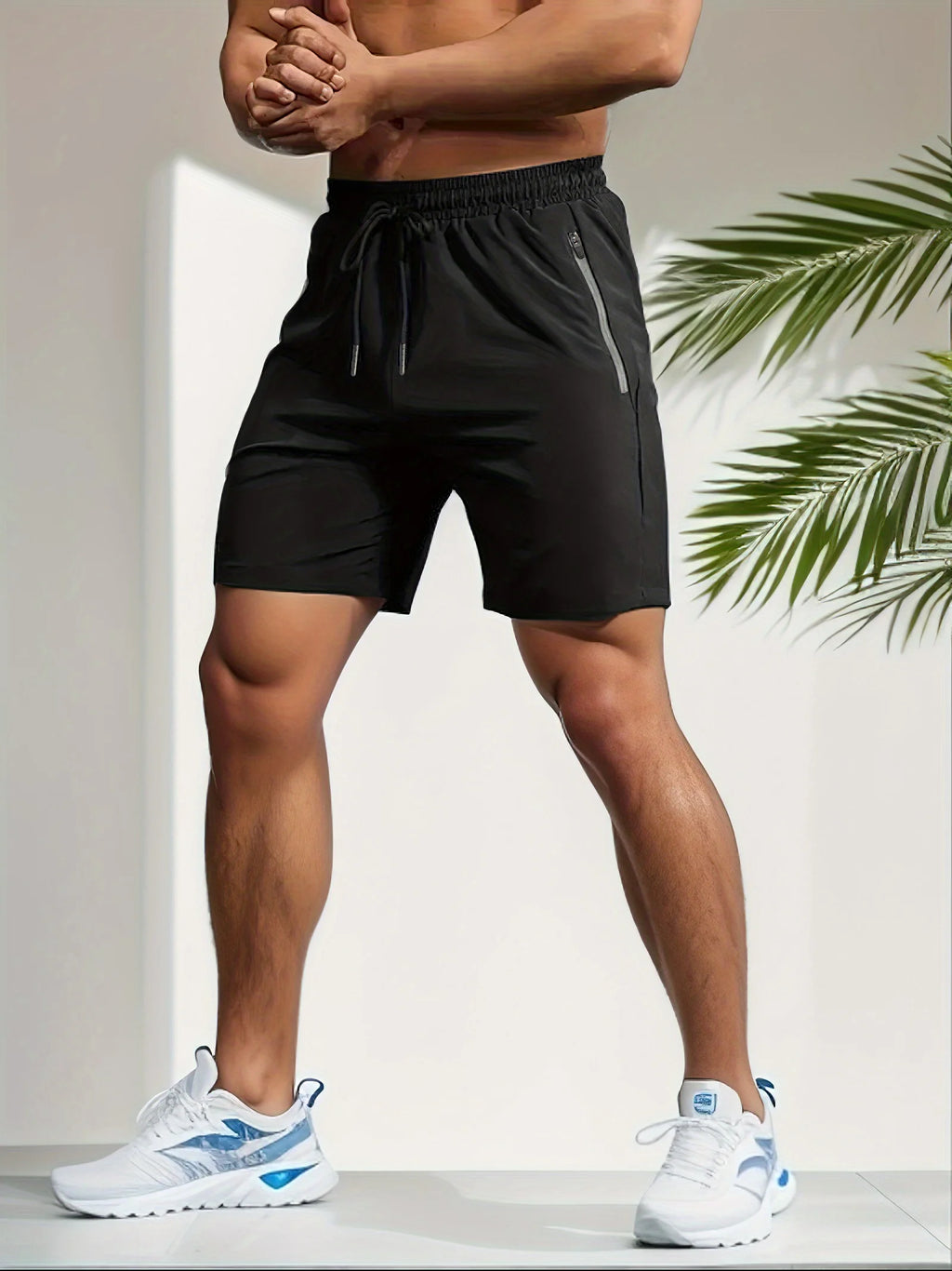 Herren-Shorts für sommerliches Fitnessstudio-Training, Laufen, Radfahren, schnell trocknend, atmungsaktiv, mit Kordelzug, Sporthose, Ausgeh-Outfit0428