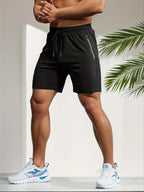 Herren-Shorts für sommerliches Fitnessstudio-Training, Laufen, Radfahren, schnell trocknend, atmungsaktiv, mit Kordelzug, Sporthose, Ausgeh-Outfit0428