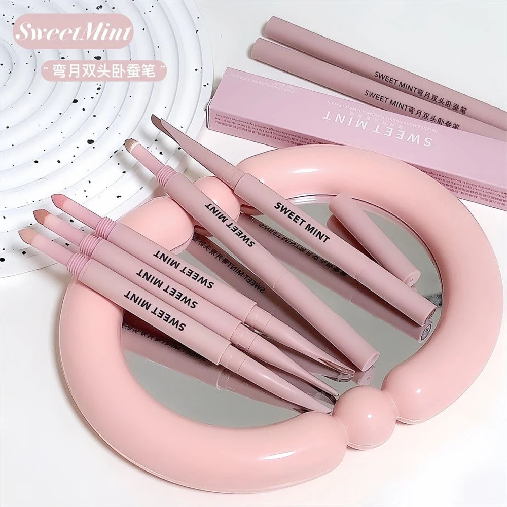 Doppelseitiger Lying Silkworm Eyeliner Pencil Diamond Glitter Matt Aegyosal Pen Aufhellende Creme-Lidschatten-Highlighter-Augen-Make-up