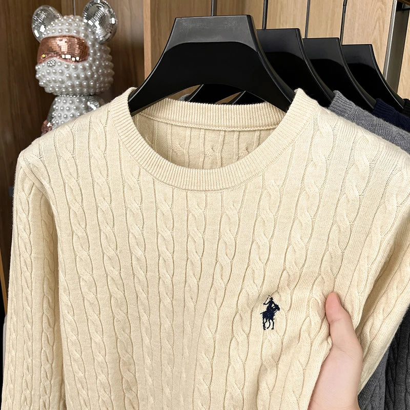 Luxus Herrenmarke Frühling Hochwertiger Strickpullover Rundhals Jacquard-Stickerei Langarm Pullover Freizeit Mode Herren C