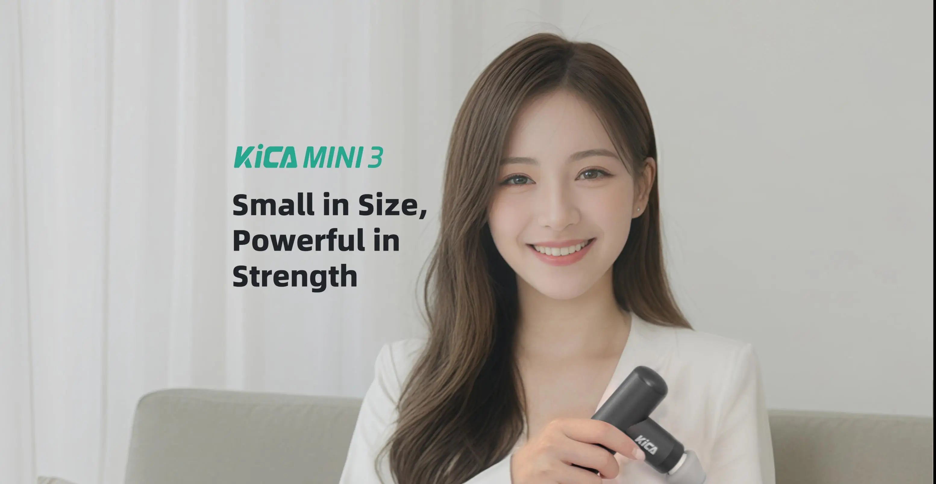 Kica Mini 3 Massagepistole, 3000 U/min stufenlose Geschwindigkeit, 7 kgf Schlagkraft, 4 Köpfe, 255 g leichter Sport-Muskelmassagegerät