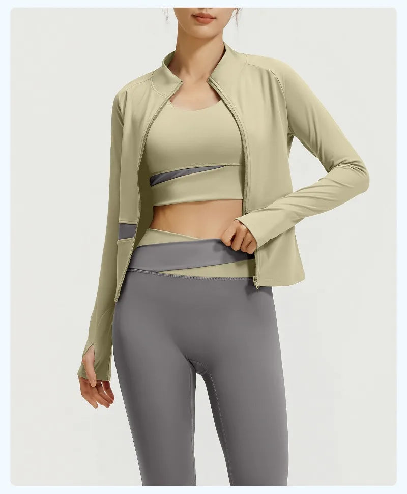 Yoga Set 3-teilig, Gym Kleidung, Sportbekleidung, Yoga Anzüge für Damen, Langarm Crop Top, Fitness Set, Trainingsanzüge, Sport-BH, Gym Leggings