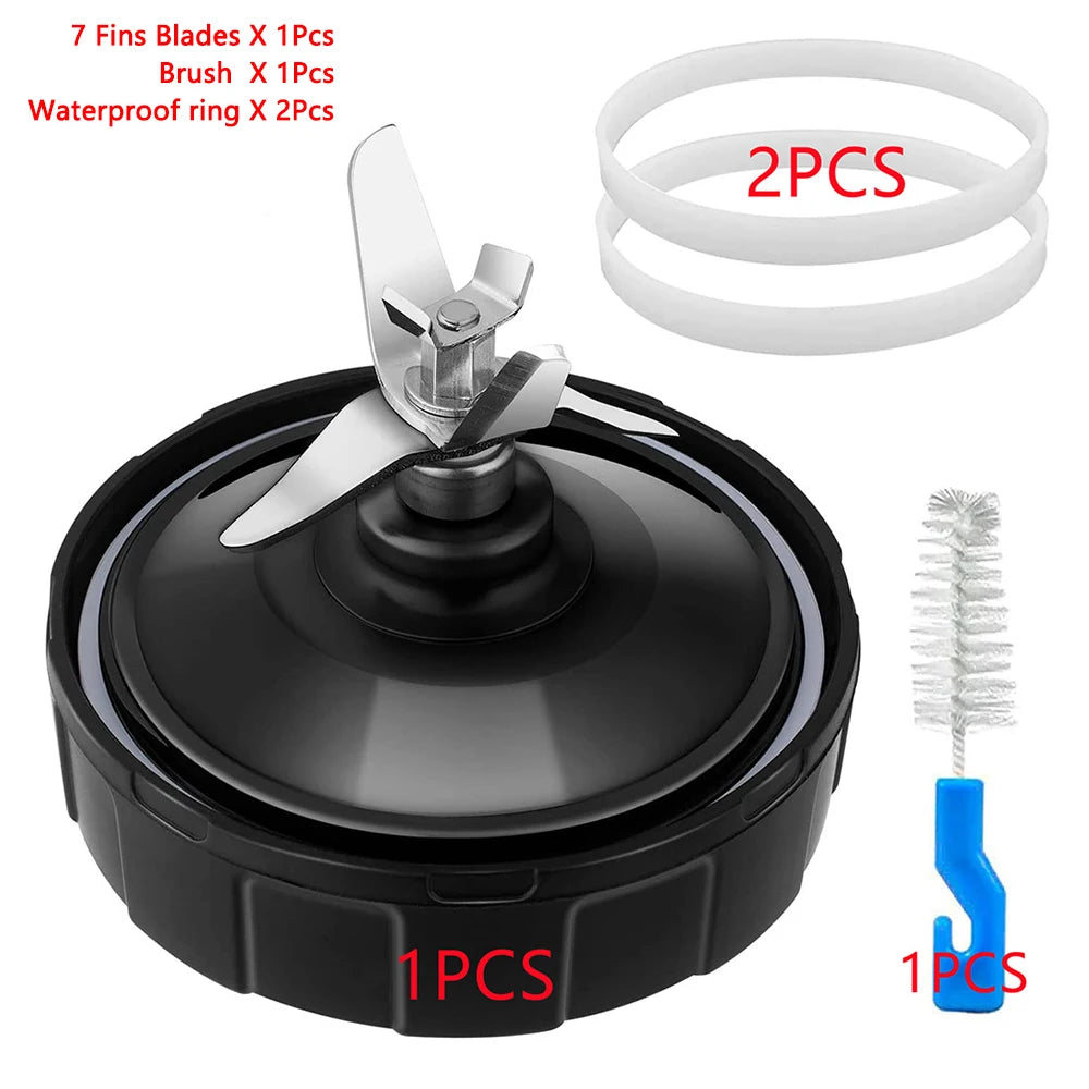 7 Fins Extraktor Klingen für Ninja Mixer Ersatzteile mit Unterlegscheibe Gummi Bürste für Nutri Ninja Auto IQ BL486 BL642 N102