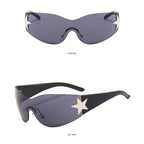 Neue Y2K Randlose Punk-Sonnenbrille Goggle Damen Herren Luxusmarke Wrap Around Sonnenbrille Fünf Sterne Eyewear Sport One Piece Shades