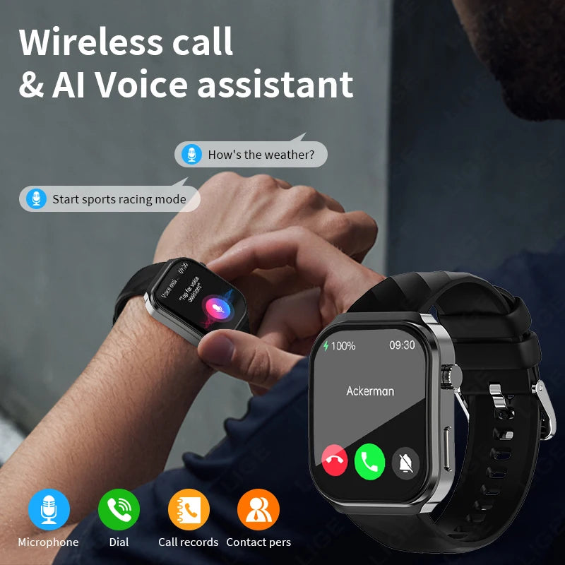 LIGE 2026 Neue KI-Gesundheitsdiagnose Smartwatch Blutfett Harnsäure Bluetooth-Anruf Blutdruck Gesundheits-Smartwatch Herren Damen