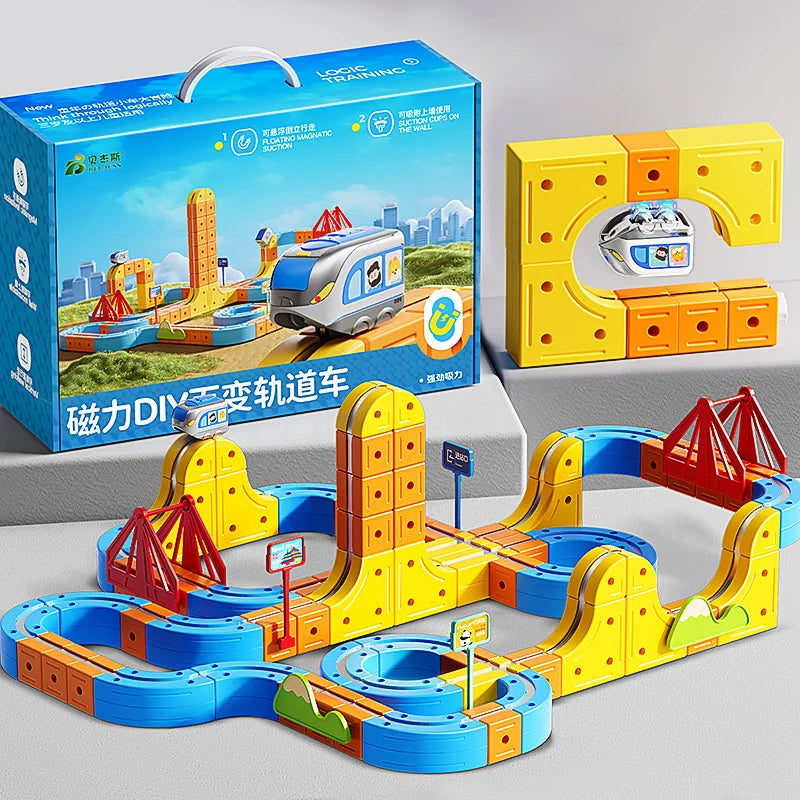 Magnetischer Zug Spielzeug für Jungen Spur 1:64 Elektrische Schiene DIY Magische Fahrzeug Modell Spielzeug Bildung 3 Jahre Kinder Geschenke