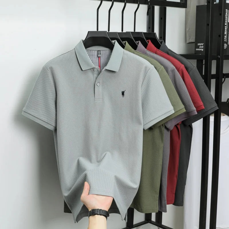 Polo-Shirt aus 100 % reiner Baumwolle, Kurzarm, High-End-Luxusmarke, Mode, Paul Pony Stickerei, Golf, Business Casual Herren T-Shirt