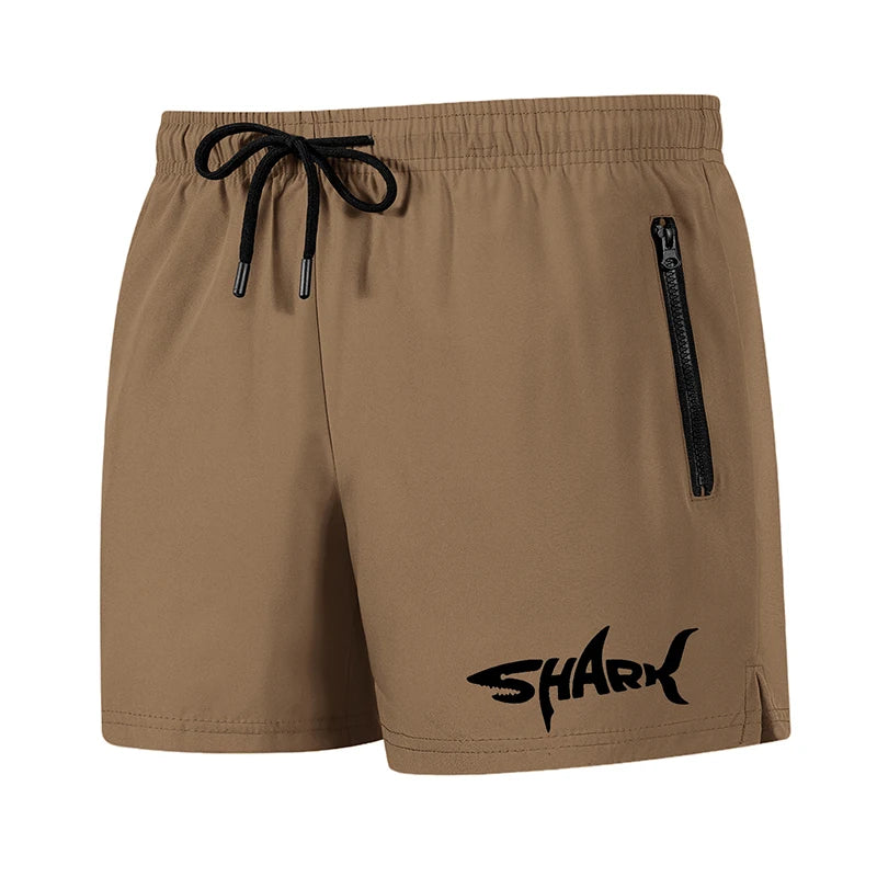Hai-Grafik Herren Badeshorts Sommer Lässige Strandshorts mit Netzfutter Reißverschlusstaschen Schnell trocknende Badehose