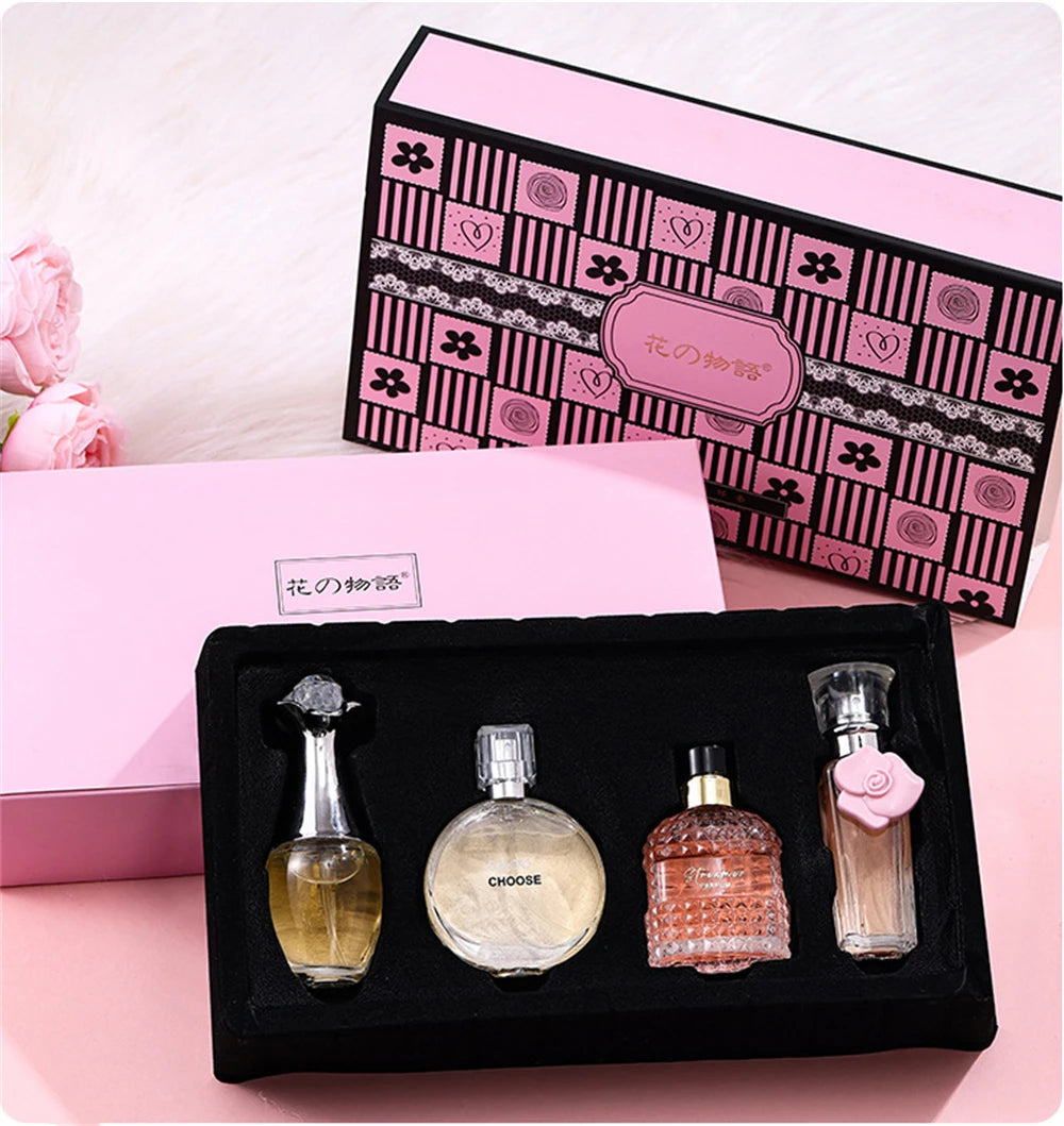Marken-Geschenkbox 4-teiliges Set Parfüm Damen Parfum Femme 100ml Frischer natürlicher Blumenduft Spray Feminino Parfums De Mujer Originales