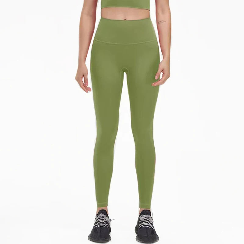 SOISOU Nylon Yogahosen Gym Leggings Damen Mädchen Fitness Weiche Strumpfhosen Hohe Taille Elastisch Atmungsaktiv Keine T-Linie Sporthosen