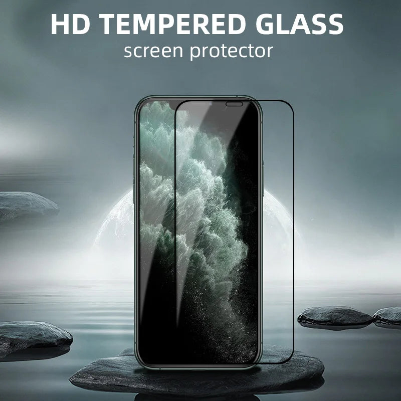 1-5 Stücke 9D Full Cover Panzerglas für iPhone 17 16 15 11 12 13 14 Pro Max 16E Displayschutzfolie für iPhone 13 Mini XR X XS Max