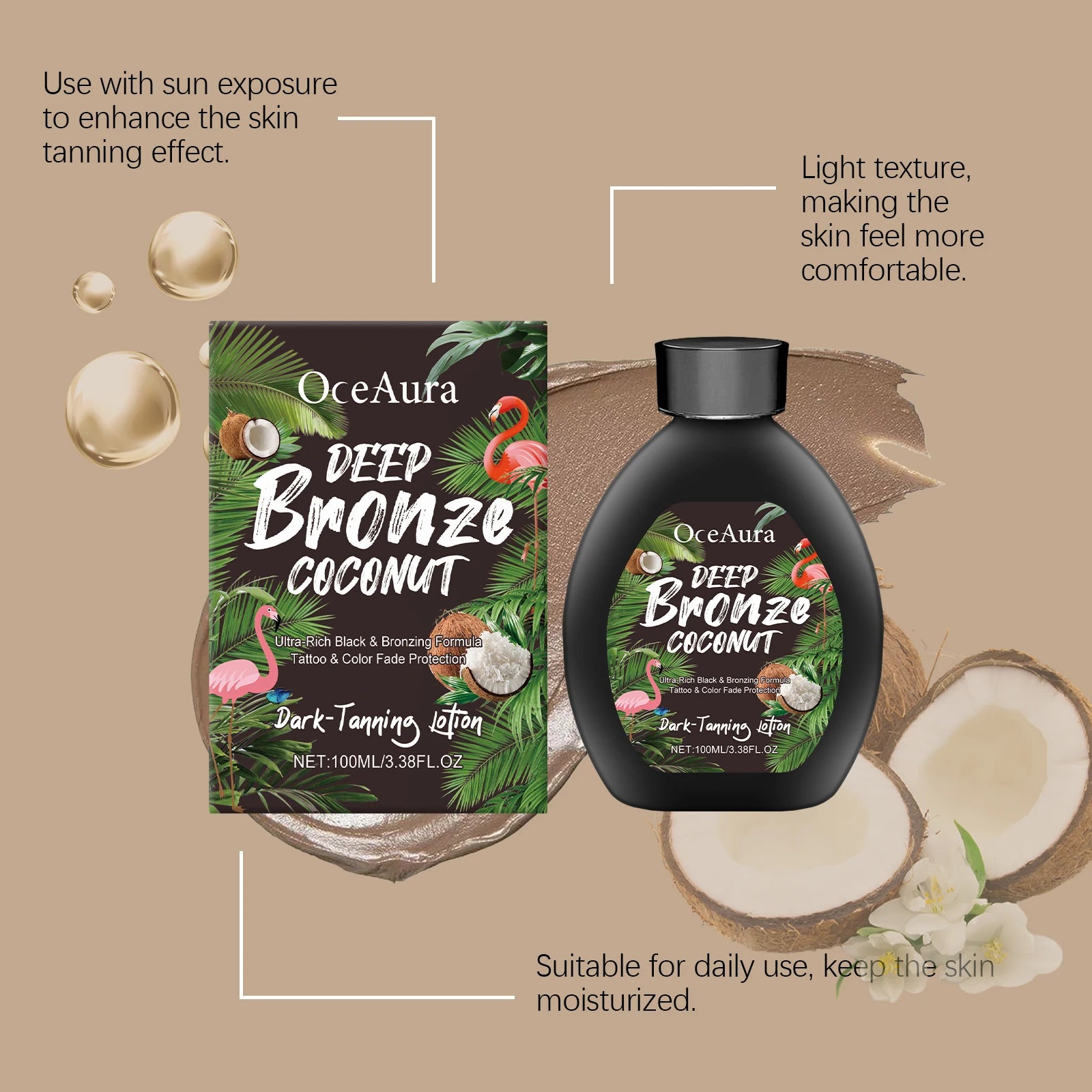 100ML Selbstbräunungslotion Tief Feuchtigkeitsspendend Nicht Fettend Für Gesunden Teint Bronzer Weizenhaut Ohne Sonne Bräunungscreme für den Sommer Zweitbild