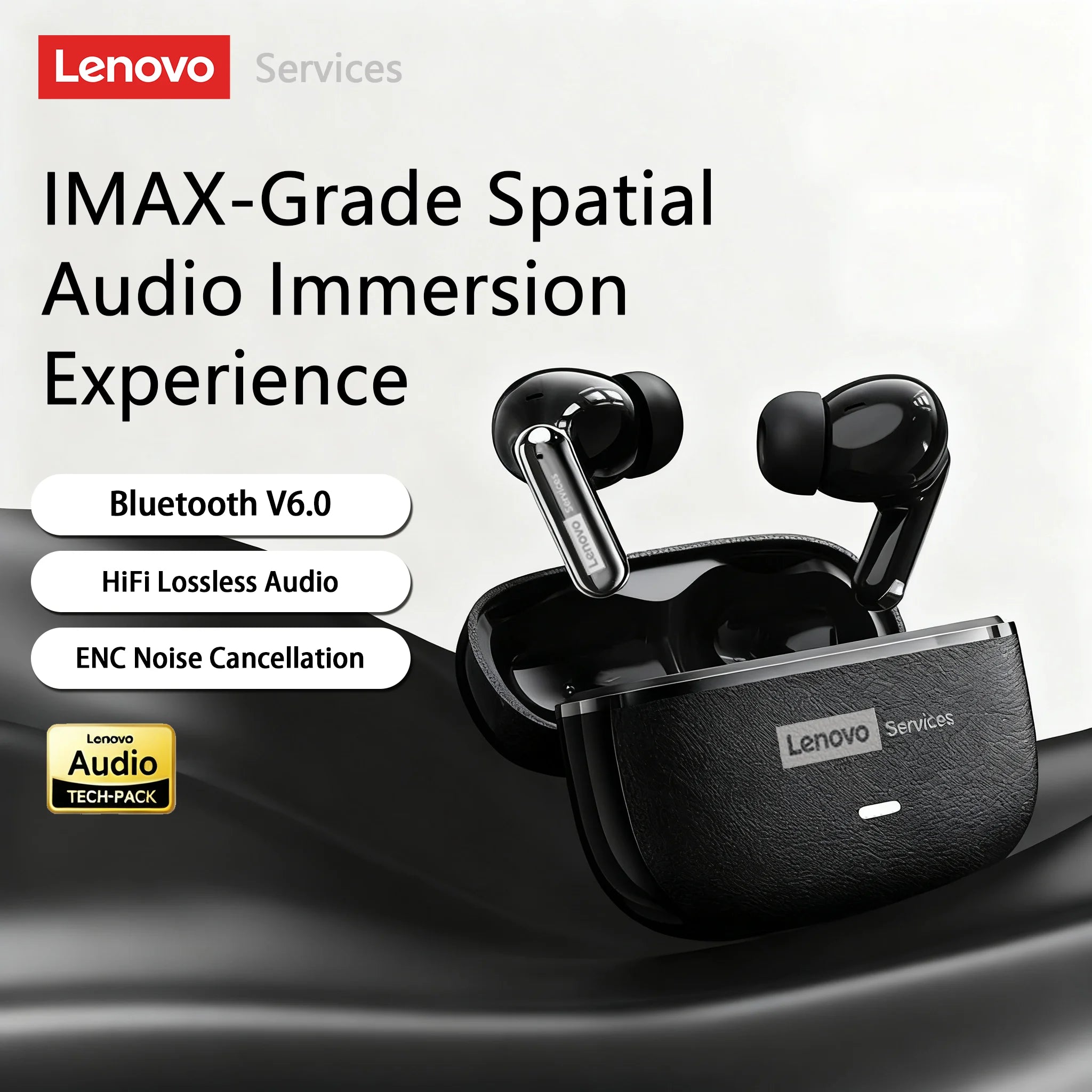 Choice Lenovo LE208 Kabellose Lederkopfhörer Bluetooth 6.0 ENC Kopfhörer Rauschunterdrückung Headset Geringe Latenz Gaming-Headset