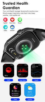 Lenovo 2026 Smartwatch 1,96" HD AMOLED Display Herzfrequenz-Gesundheitsüberwachung Bluetooth-Sprachanrufe Smartwatch für Android IOS