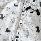 0-2Y Sommer Baby Jungen Kleidung mit Hundemuster, Einreihig, Kleinkind Strampler, Kurzarm, Süßes Baby Jungen Outfit