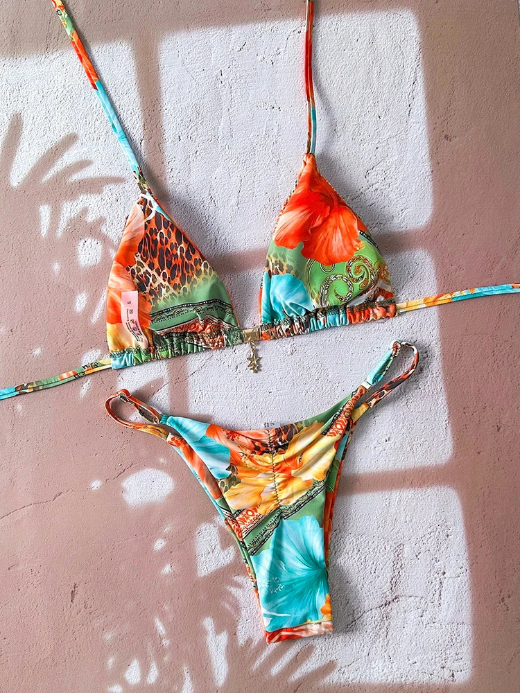 Micro Bikini Damen Badeanzug Zweiteiliger Badeanzug Damen Bademode 2026 Sexy Leopard Push Up Tanga Bikinis Sets Strandmode Sommer