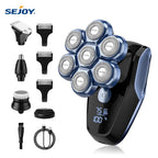 Sejoy 6-in-1 7D Kopfrasierer für Glatzköpfe Elektrischer Rasierer mit Nasenhaarschneider Wasserdichtes Multifunktionales Herrenpflege-Set