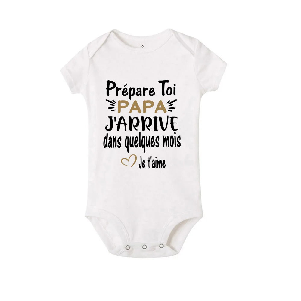 Mach dich bereit, Papa, ich komme in ein paar Monaten – Ankündigung, schwanger, Baby-Bodysuit, Junge, Mädchen, Kleinkind-Strampler, Babyparty-Geschenk