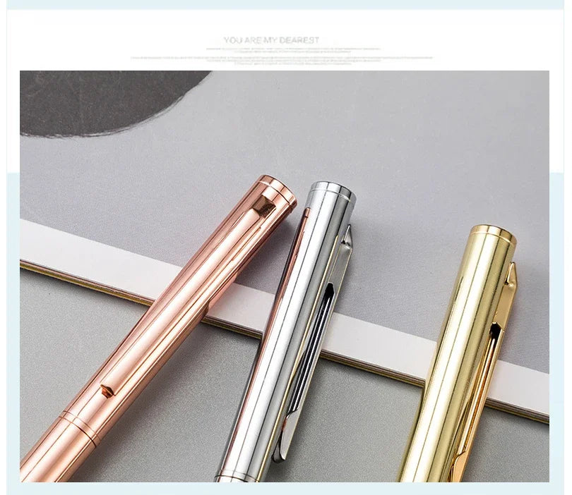 20-200 Stifte Neu Schlanke Metall-Kugelschreiber Roségold Benutzerdefiniertes Logo Werbung Schriftzug Gravierter Name Schul-Bürobedarf Geschenke