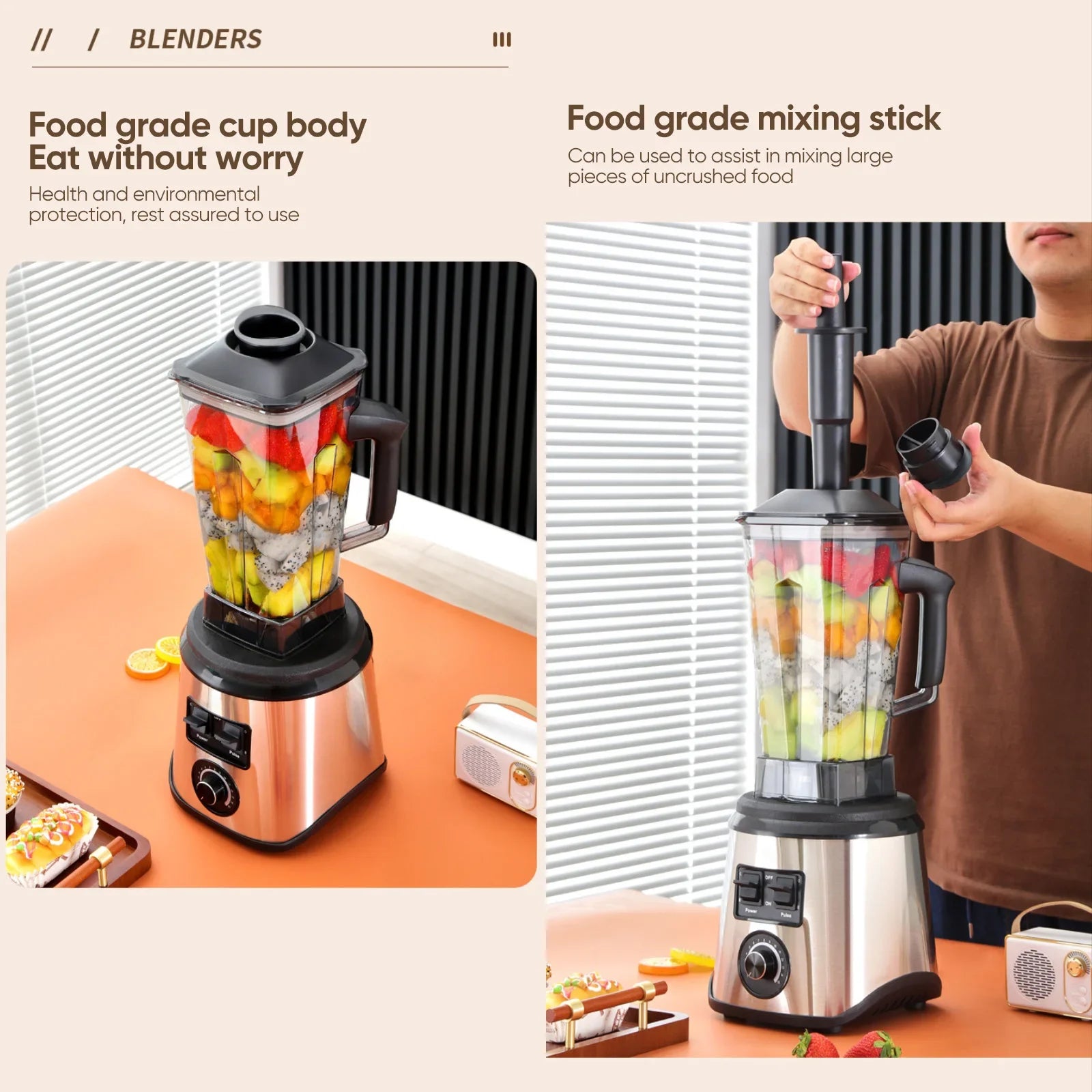 3-in-1 Leistungsstarker Standmixer Entsafter Smoothie Maker 0.5/1.5/2.5L 3 Behälter Küchenmaschine Mixer für Eis Nüsse Obst