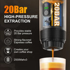 DENOKIN Tragbare Espresso-Kaffeemaschine mit Digitalanzeige, 3-in-1 Kapsel-Kaffeemaschine für Auto & Zuhause, Camping-Kaffeemaschine