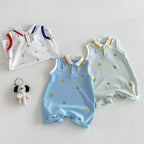 2026 Neue Sommer-Babykleidung 0-2 Jahre Cartoon-Print Ärmelloser Polo-Strampler Atmungsaktives Mesh-Gewebe mit Knopfleiste und Druckknopfverschluss