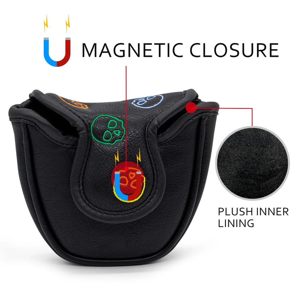 Golf Schlägerhauben #1 #3 #5 Holz-Schlägerhauben Totenkopf-Design Driver Fairway Hybrid Hölzer Schlägerhaube Schwarz PU Premium Leder Kopf
