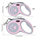 3m 5m Paw Dog Leash For Small Medium Large Dogs Outdoor Lead Walking Puppy Strong Retractable Nylon Rope Yorkies Pet Supplies