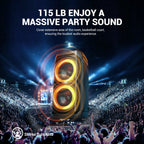 W-KING 100W RMS Bluetooth Lautsprecher, IPX6 Wasserdicht, V5.3 Tragbare Party Boombox Kabellos Tiefer Bass/115dB Lauter Massiver Klang