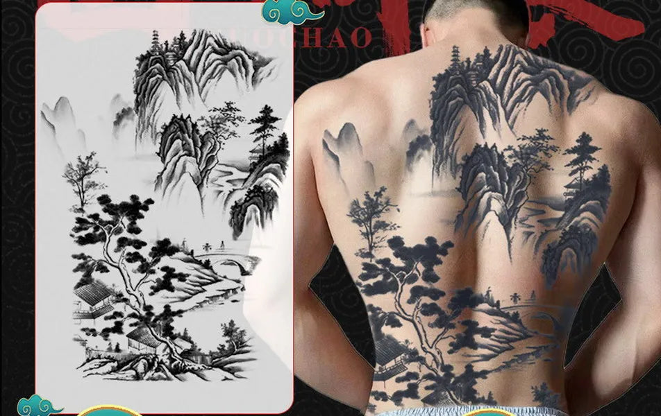 Magic Juice Tinte Wasserdichte Tattoo Aufkleber Große Größe Kräutersaft Temporäre Tattoos Männer Body Art Drache Tiger