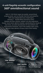zealot-P12 Lautsprecher 60W Bluetooth-Lautsprecher Tragbarer Lautsprecher mit 10 Stunden Spielzeit, Tragegriff, für Camping, Party, TWS, AUX