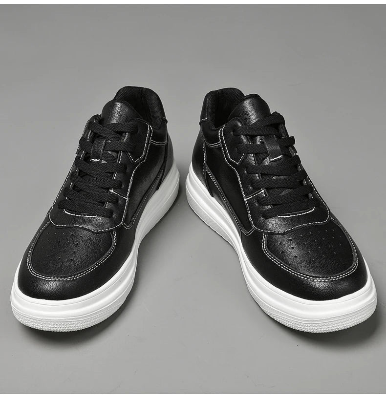 Hochwertige Herren-Sneaker, erhöhte Herrenschuhe, modische Freizeitschuhe, bequeme Leder-Sportschuhe, Höhenzunahme 6/8/10 cm