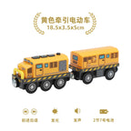 Hölzernes Elektroauto-Set Magnetischer Elektrozug mit kleiner Puppe Druckguss-Steckspielzeug-Set Kompatibel mit Eisenbahn-Holzschienenbahn