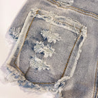 Women's Summer Sexy High Waist Denim Shorts 2025 Female Fashion Hollow Out Hole Hot Pants Short Jeans