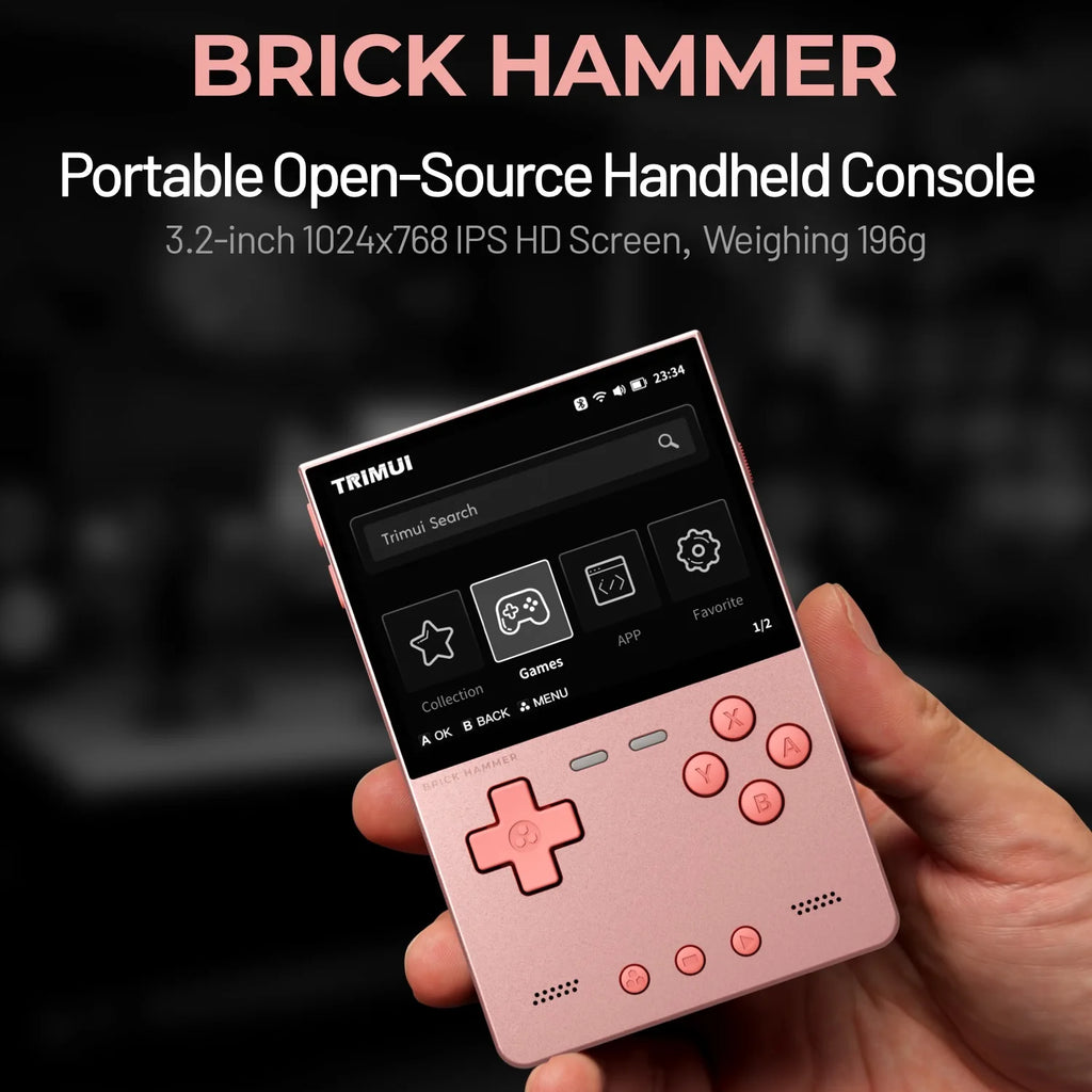 NEUE TRIMUI BRICK Hammer Handheld-Spielkonsole 3,2'' IPS-Bildschirm Linux-System Metallgehäuse Tasten-LED-Beleuchtung Kostenlose Tastenkappen-Geschenke
