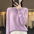 100 % Merinowolle Pullover Damen O-Ausschnitt Kaschmir Strickwaren Female Pullover Herbst Winter Freizeit Oberteile Einfarbig Weiche Kleidung