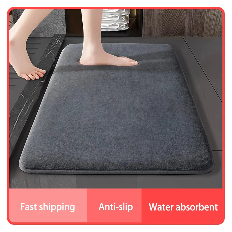 Super absorbent floor mat, super absorbent bath mat, super anti slip coral velvet bathroom floor mat, door mat Main image