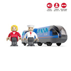 Kid Magnetische Elektrische Zug Lokomotive Holzschienen Slot Diecast Eisenbahn mit Zwei Waggons Zug Holzspielzeug Biro Leduo Gleis
