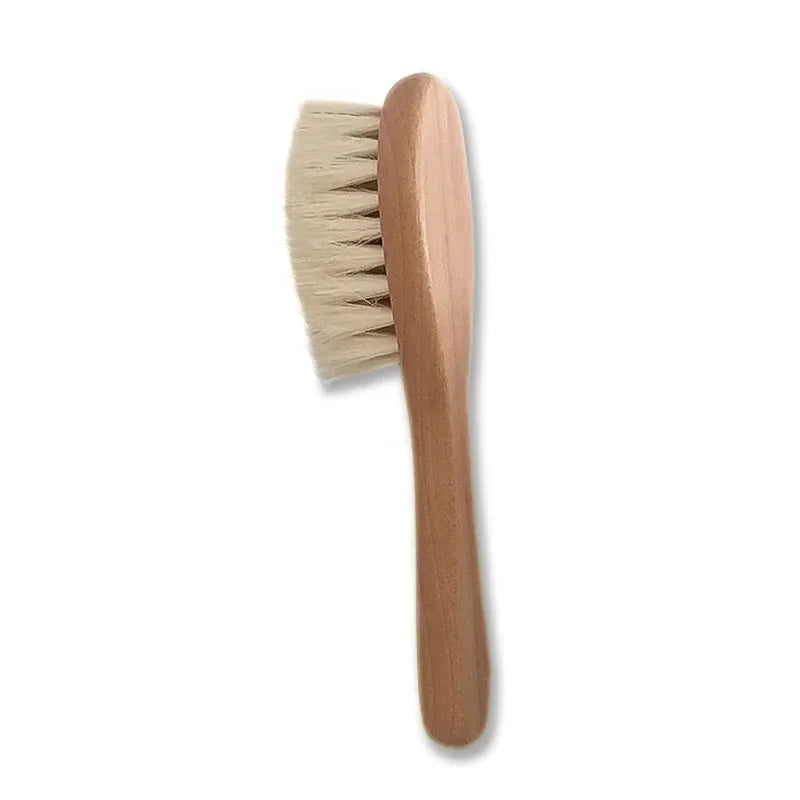 2 St./Set Neugeborenen Haarbürste Kamm Natürliche Wolle Holzbürste Baby-Set Reines Naturmaterial Für die Gesundheit Ihres Babys