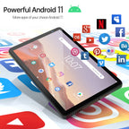 PRITOM 7 Zoll Tablet PC 32 GB Android 11 mit Quad-Core-Prozessor HD-IPS-Display Dual-Kamera WiFi mit PU-Schutzhülle