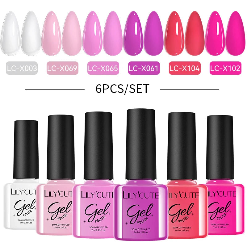 LILYCUTE Nagelgel-Politur-Set, Rosa Grün, Frühling, DIY-Nagelkunst-Design, lang anhaltend, Soak Off UV Gel, Maniküre, Malgel, Vernis-Kit