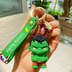 Marvel cartoon Avengers cute silicone doll keychain Spiderman Iron Man Captain America Hulk Thor Batman school bag pendant