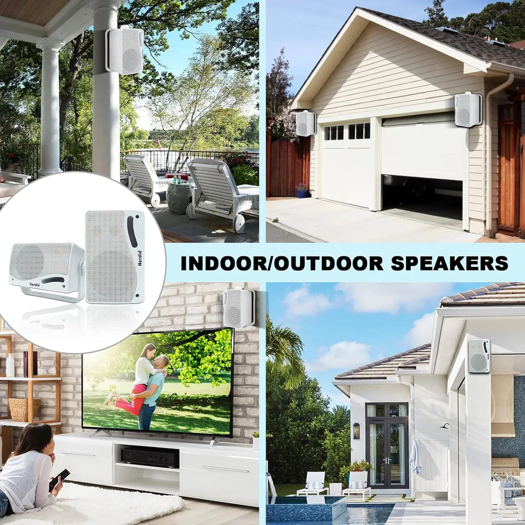 Herdio 3.5'' 2 STÜCK Passive Outdoor-Lautsprecher, kabelgebunden, wasserdicht, 200W, 3-Wege, hochwertige montierbare Wandlautsprecher mit überragendem Klang