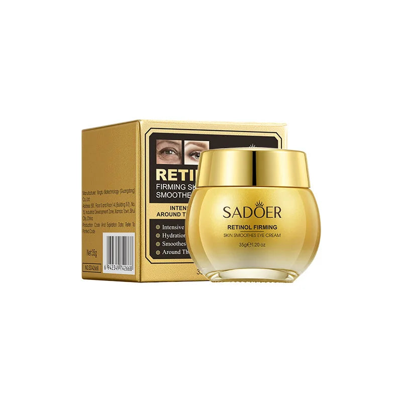 SADOER Retinol-Augencreme reduziert Augenringe und Falten, spendet Feuchtigkeit und strafft die Augenpartie, koreanisches Augenpflegeprodukt