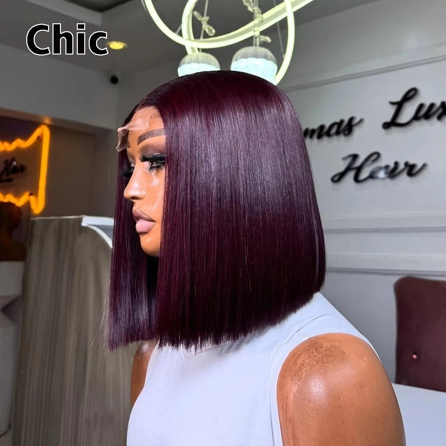 260 % Dichte Echtes HD 5x5 Lace Closure Perücken Super Double Drawn Vietnamesisches Echthaar Kurze BOB Perücke Klebstofffreie Pre-Plucked Lace Perücke