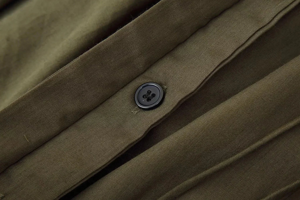 KONDALA 2026 Frühling Sommer Vintage Damenkleid Mode Einreihig Schärpen Drapierter V-Ausschnitt Ärmellos Schicke Braune Damenkleider