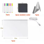 LED Leuchtende Acryl-Nachrichtentafel, löschbar, USB-Zeichentafel, Geburtstagsgeschenk, Bar-Werbung für kreative Aktivitäten mit Ständer