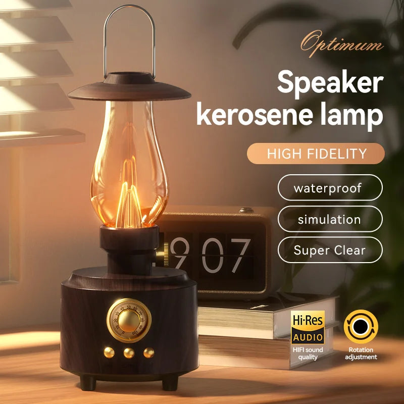 Retro Lampen-Stil Kabelloser Bluetooth-Lautsprecher mit Tragbarem FM-Radio und USB-Anschluss Bluetooth 5.3 Geeignet für Camping, Heimdekoration